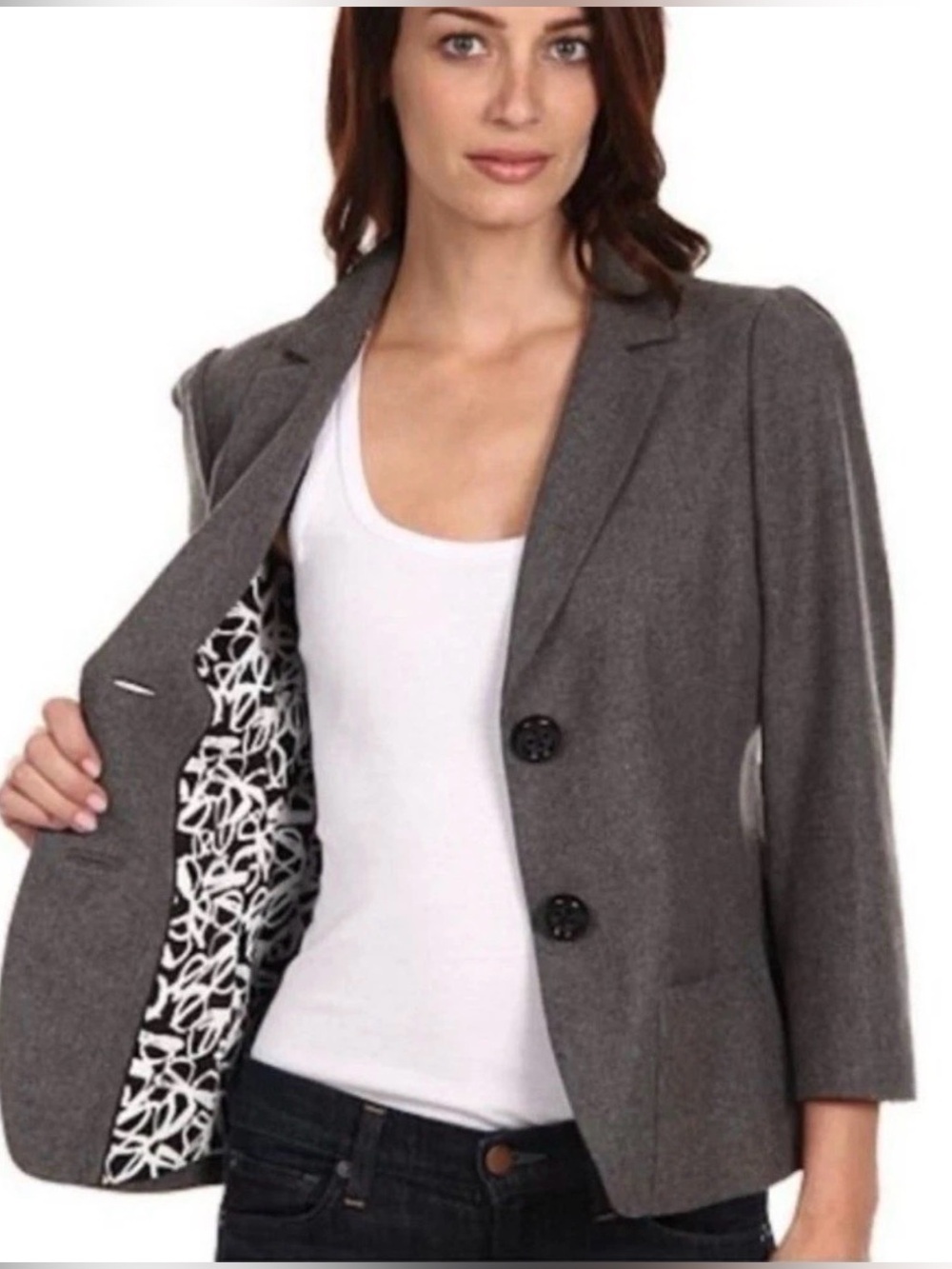 Kate Spade Melita Grey Wool Bow-Back Jacket Size 8